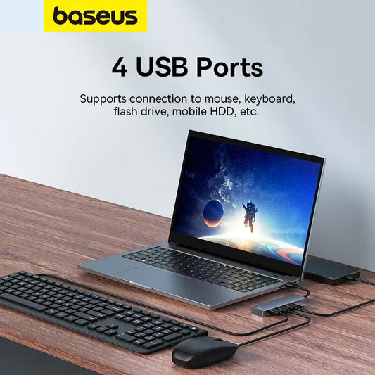 Hub USB 3.0 Baseus de 4 Portas UltraJoy – Multi-Splitter para Portátil e PC