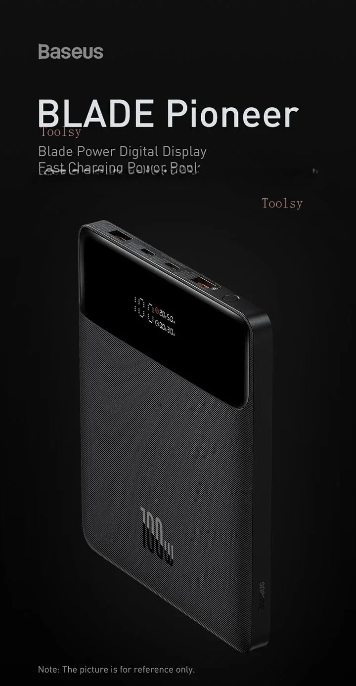Power Bank Baseus Blade 20000mAh 100W Laptop Quick Charge – Ultra Fino com Ecrã Digital