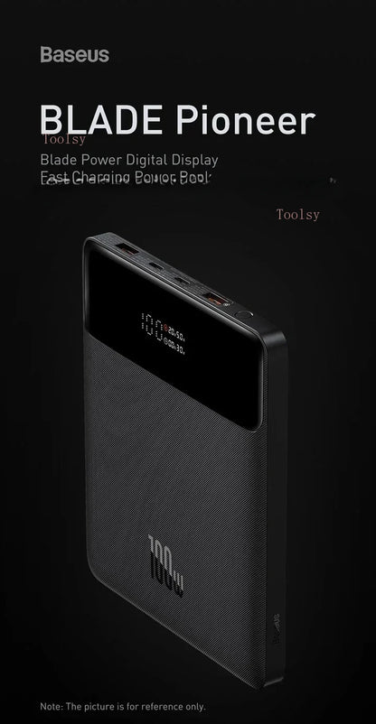 Power Bank Baseus Blade 20000mAh 100W Laptop Quick Charge – Ultra Fino com Ecrã Digital