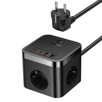 Estação de Carregamento 7-em-1 Baseus GaN 30W – Extensão AC com Portas USB e USB-C