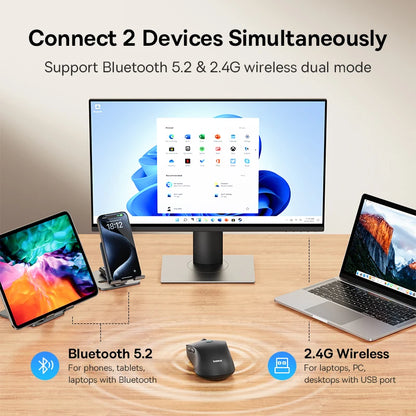 Rato Sem Fios Baseus F02 Ergonomic Dual-Mode (Bluetooth + 2.4GHz) – Silencioso