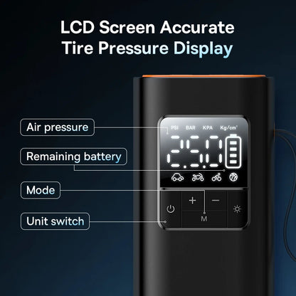 Compressor de Ar Portátil Inteligente Baseus Smart Digital – Para Carro, Mota e Bicicleta