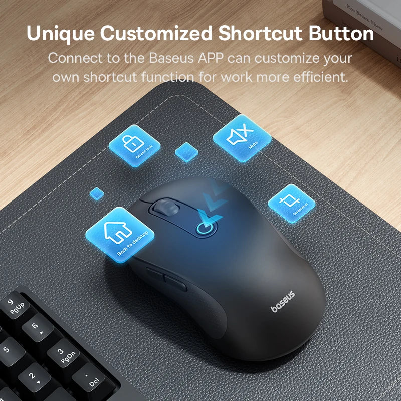 Rato Sem Fios Baseus F02 Ergonomic Dual-Mode (Bluetooth + 2.4GHz) – Silencioso