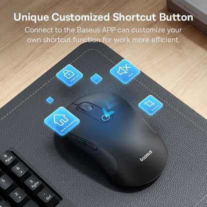 Rato Sem Fios Baseus F02 Ergonomic Dual-Mode (Bluetooth + 2.4GHz) – Silencioso
