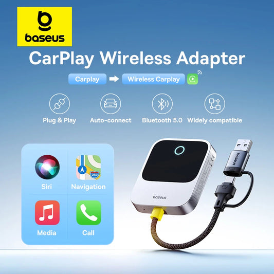 Adaptador CarPlay Sem Fios Baseus (Wired to Wireless) – Conexão Automática Plug & Play