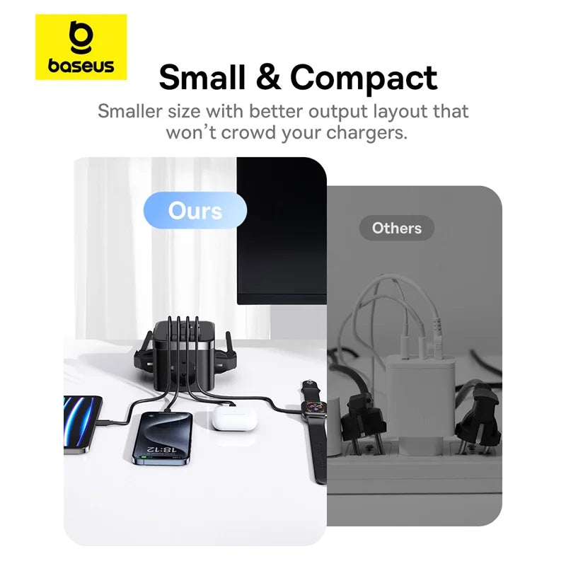 Estação de Carregamento 7-em-1 Baseus GaN 30W – Extensão AC com Portas USB e USB-C